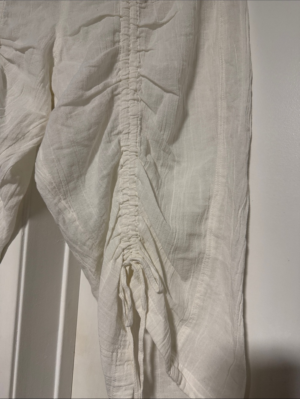 Free People Gianna Ruched Gaucho Pull-On Pants in Optic White - Picture 9 of 10